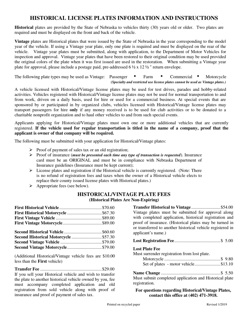Application for Historical License Plates - Nebraska, Page 2