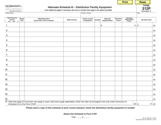 Form 312P Schedule III Distribution Facility Equipment - Nebraska