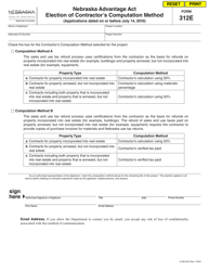 Document preview: Form 312E Nebraska Advantage Act Election of Contractor's Computation Method - Nebraska