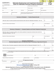 Form 775P Claim for Nebraska Personal Property Exemption - Nebraska