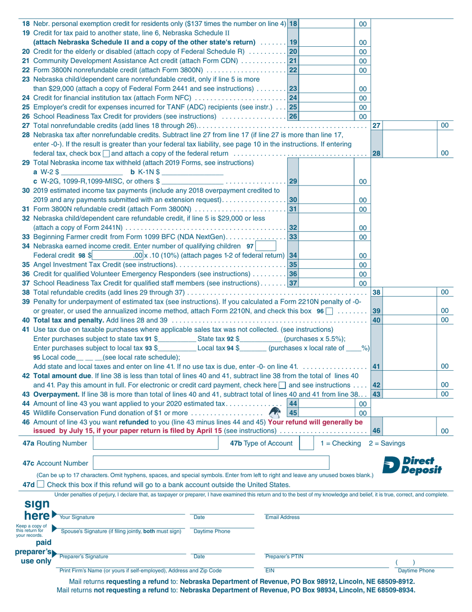 Form 1040N - 2019 - Fill Out, Sign Online and Download Fillable PDF ...