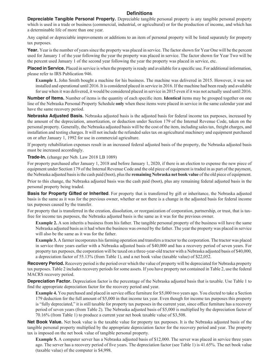 Nebraska Personal Property Return Nebraska Net Book Value Fill Out