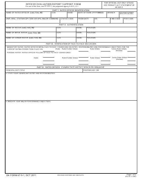 DA Form 67-9-1 Printable Pdf