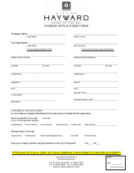 Vendor Application Form - City of Hayward, California