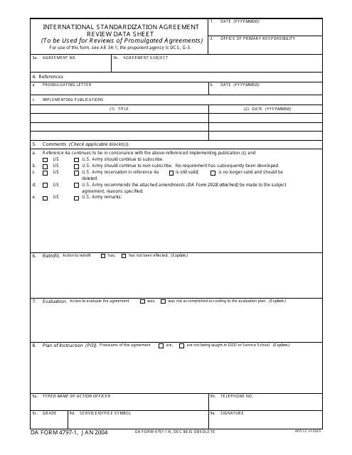 DD Form 4797-1 International Standardization Agreement Review Data Sheet