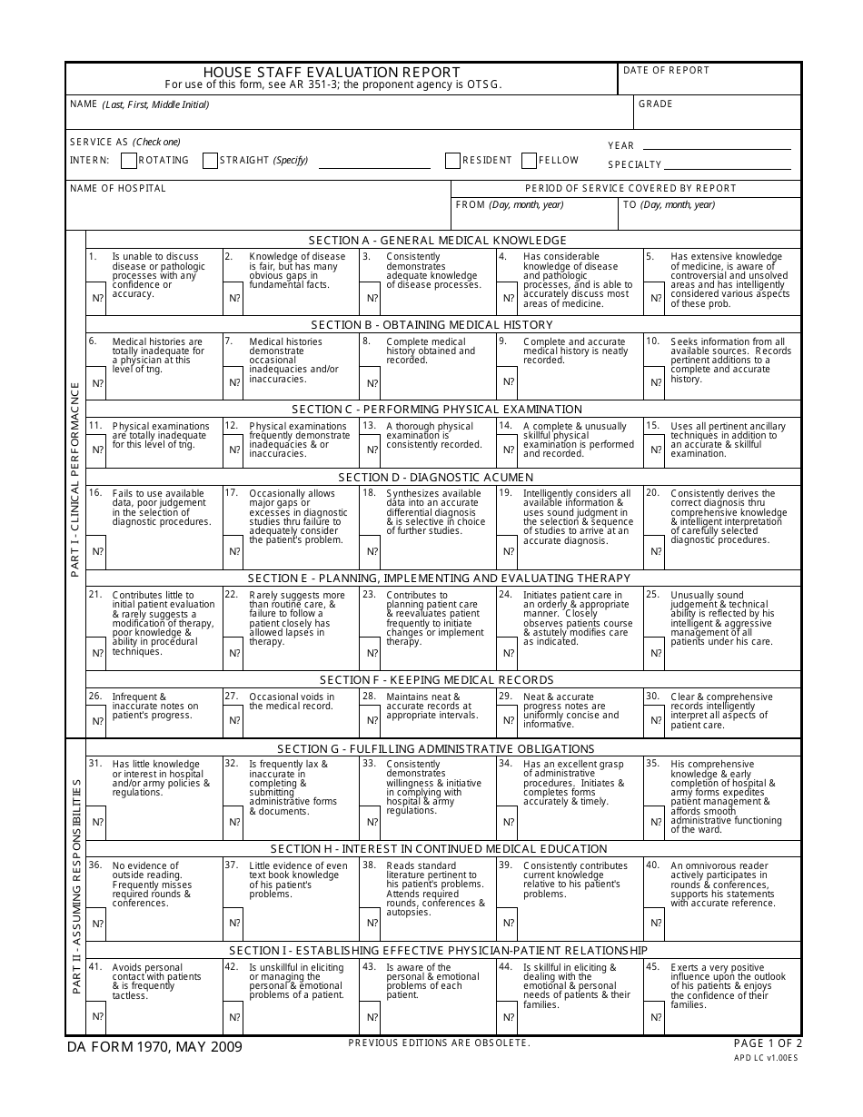 DA Form 1970 - Fill Out, Sign Online and Download Fillable PDF ...