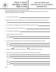 Form 635_0106 Application for Certificate of Authority (Nonprofit) - Iowa