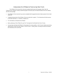 Document preview: Form UJS-313 Affidavit of Service by Mail - South Dakota