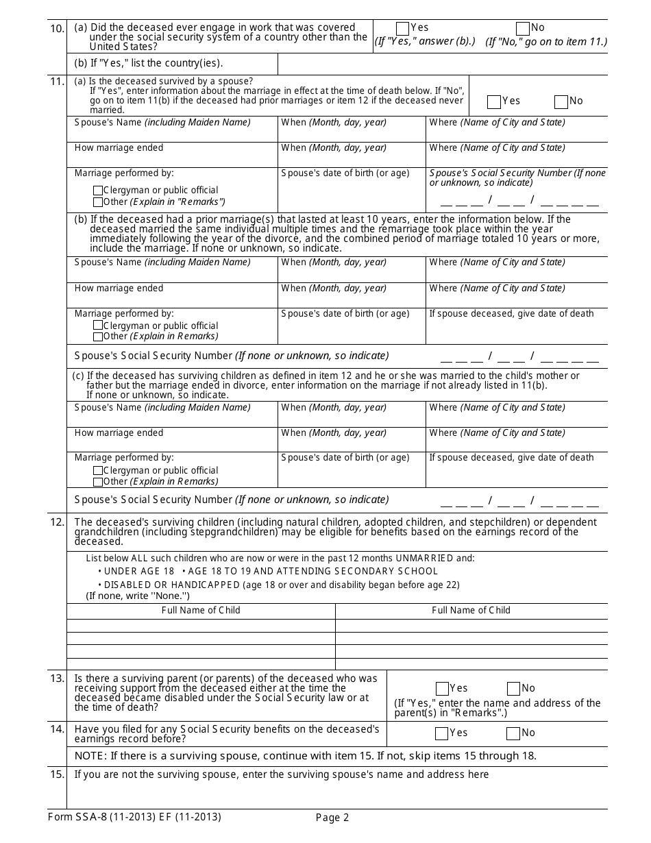 Form SSA-8 - Fill Out, Sign Online and Download Fillable PDF ...