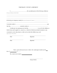 Document preview: Temporary Custody Agreement Form