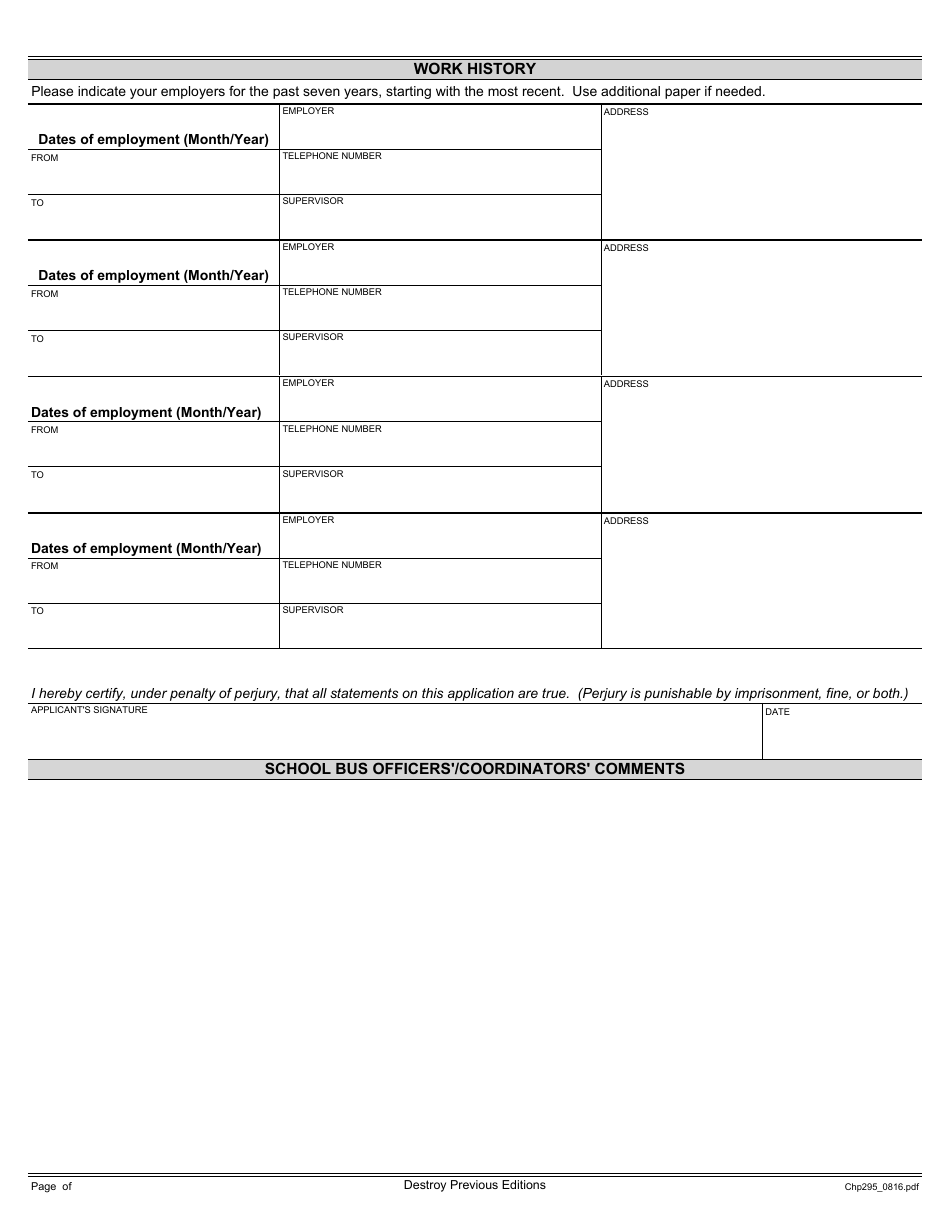 Form CHP295 Special Certificate Application - California, Page 4
