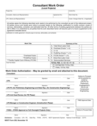 NDOT Form 250 &quot;Consultant Work Order (Local Projects)&quot; - Nebraska