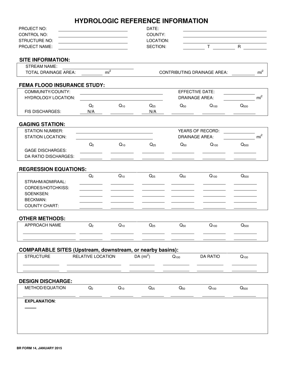 BR Form 14 Hydrologic Reference Information - Nebraska, Page 1
