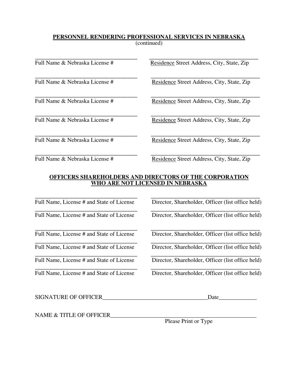Application for Electronic Access of Records (Foreign Corporations) - Nebraska, Page 2