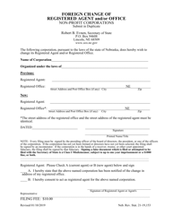 Document preview: Foreign Change of Registered Agent and/or Office (Non-profit Corporations) - Nebraska