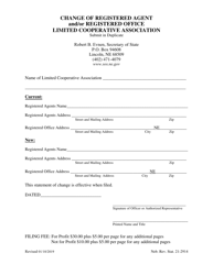 Document preview: Change of Registered Agent and/or Registered Office Limited Cooperative Association - Nebraska