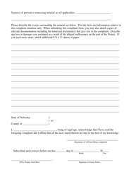Statement of Complaint Against a Notary Public - Nebraska, Page 2