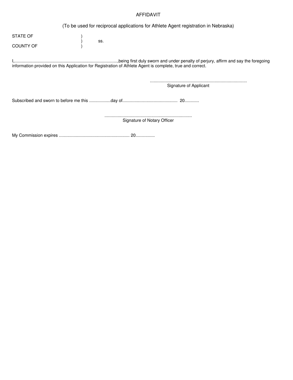 Affidavit - Nebraska, Page 1