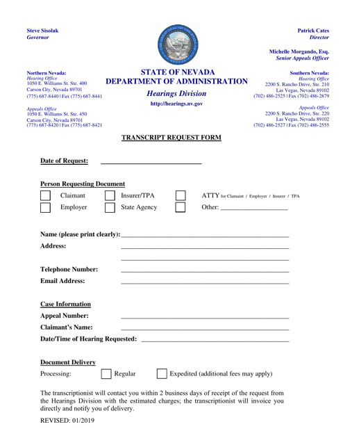 Transcript Request Form - Nevada Download Pdf