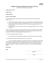 Conflict of Interest Disclosure Form for Consultants for Local Federal-Aid Transportation Projects - Nebraska
