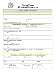 Document preview: Police Report Verification - Nevada