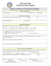Document preview: Doctor's Certificate of Crime Related Disability - Nevada