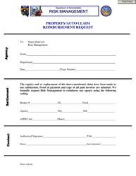 Document preview: Form RMREIM Property/Auto Claim Reimbursement Request - Nevada