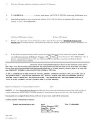Form TC-1 Claim Against the State of Nevada - Nevada, Page 2