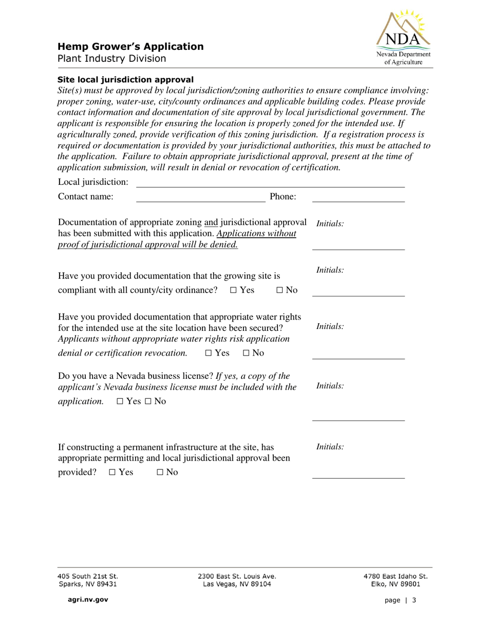 Hemp Growers Application - Nevada, Page 3
