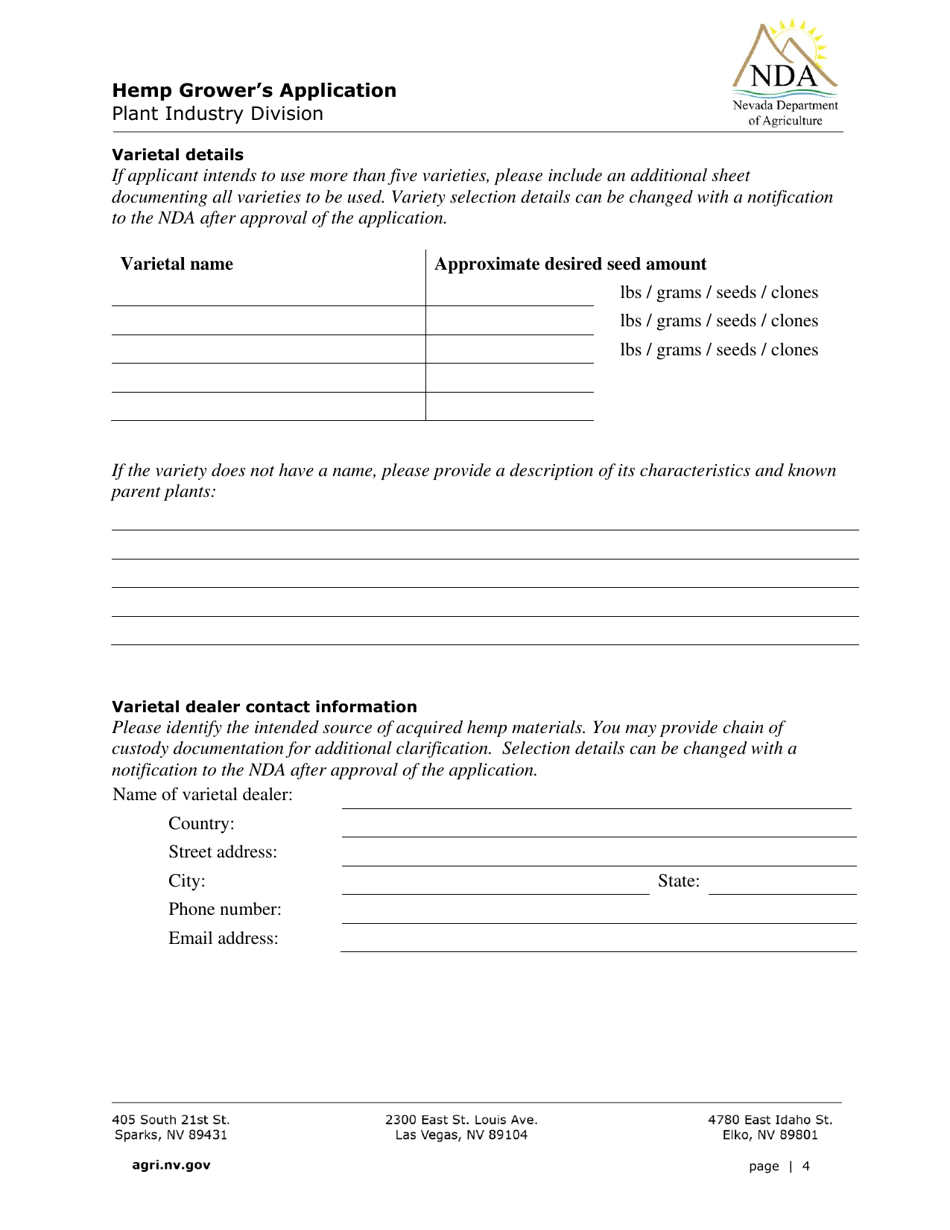 Hemp Growers Application - Nevada, Page 4