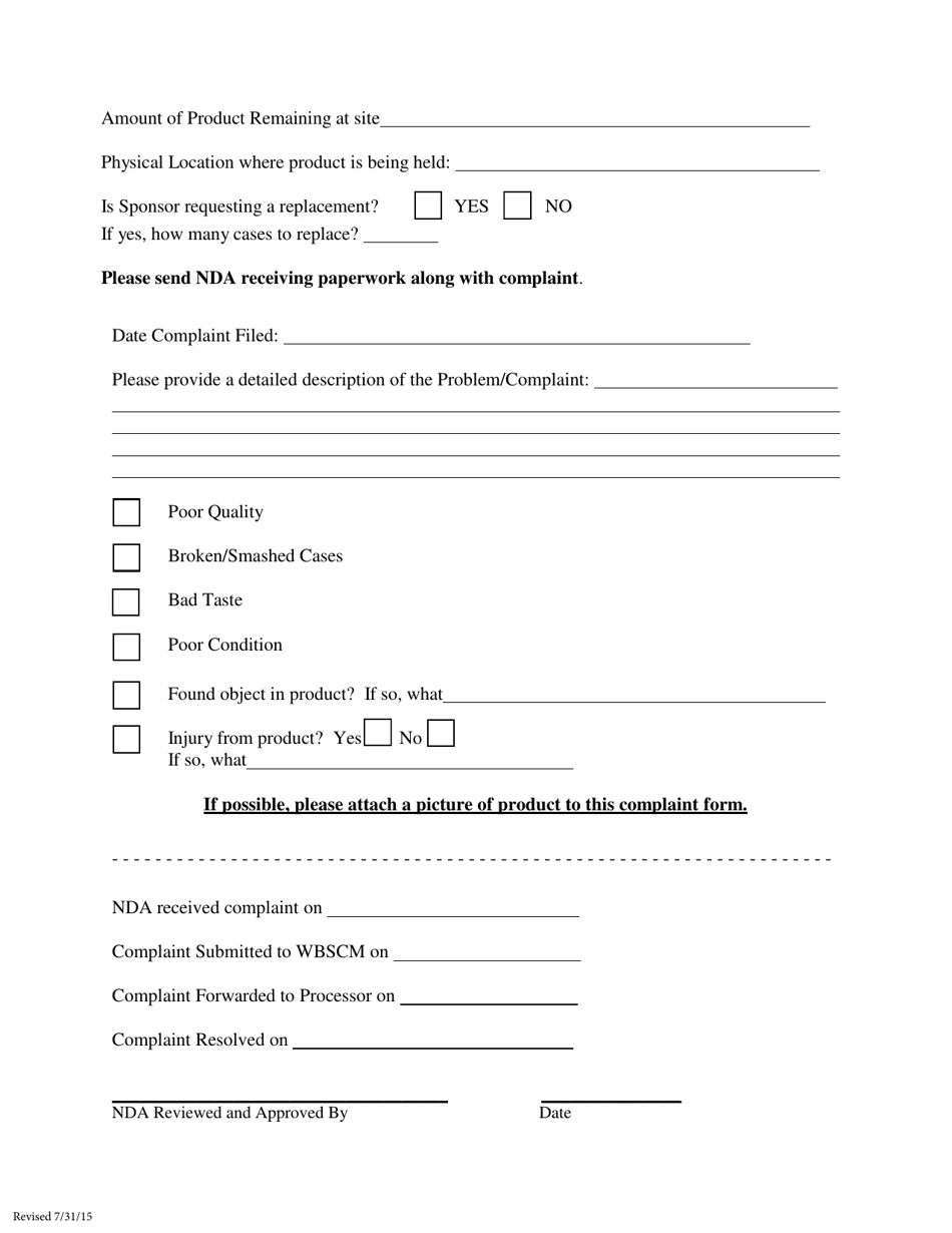 Usda Foods Complaint Form - Nevada, Page 2