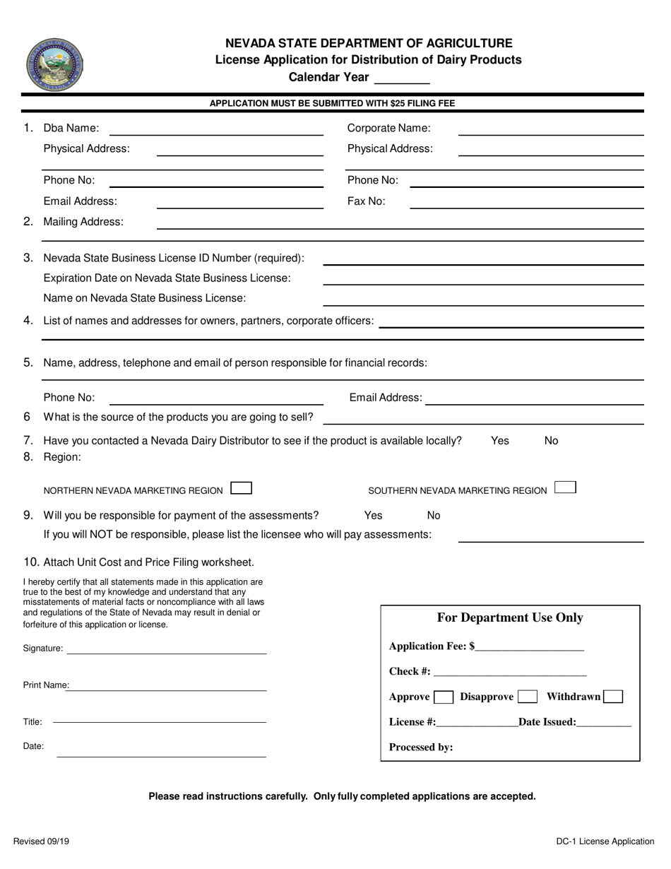 Form DC-1 - Fill Out, Sign Online and Download Printable PDF, Nevada ...