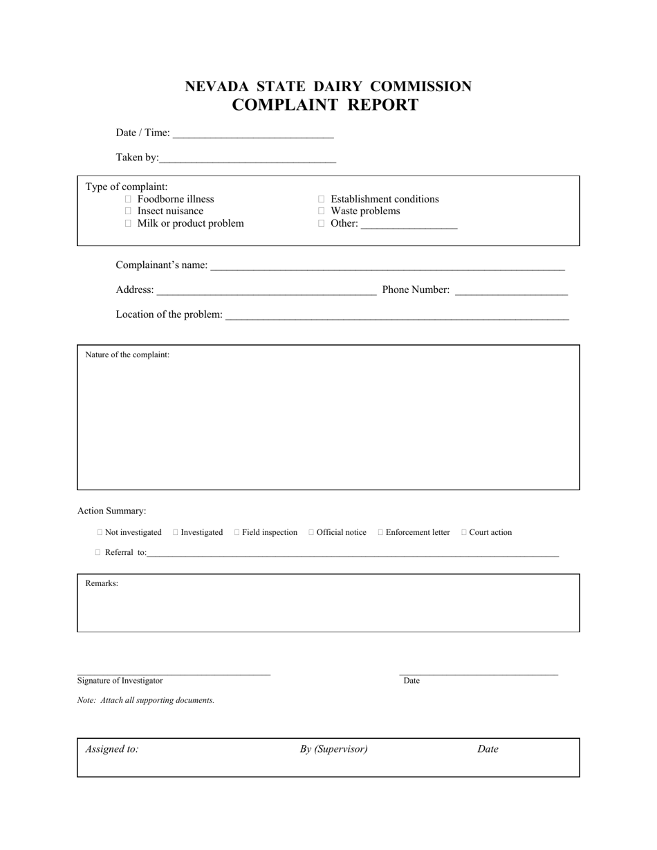 Complaint Report - Nevada, Page 1