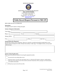 Form 900 Public Record Request Pursuant to Nrs 239 - Nevada