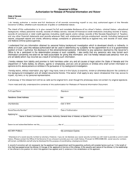 Document preview: Authorization for Release of Personal Information and Waiver - Nevada