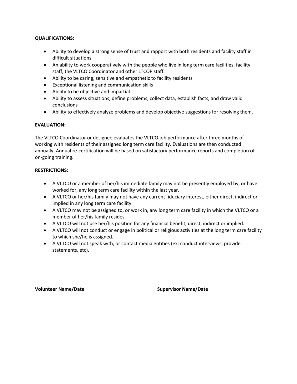 Volunteer Long Term Care Ombudsman Position Description - Nevada, Page 3