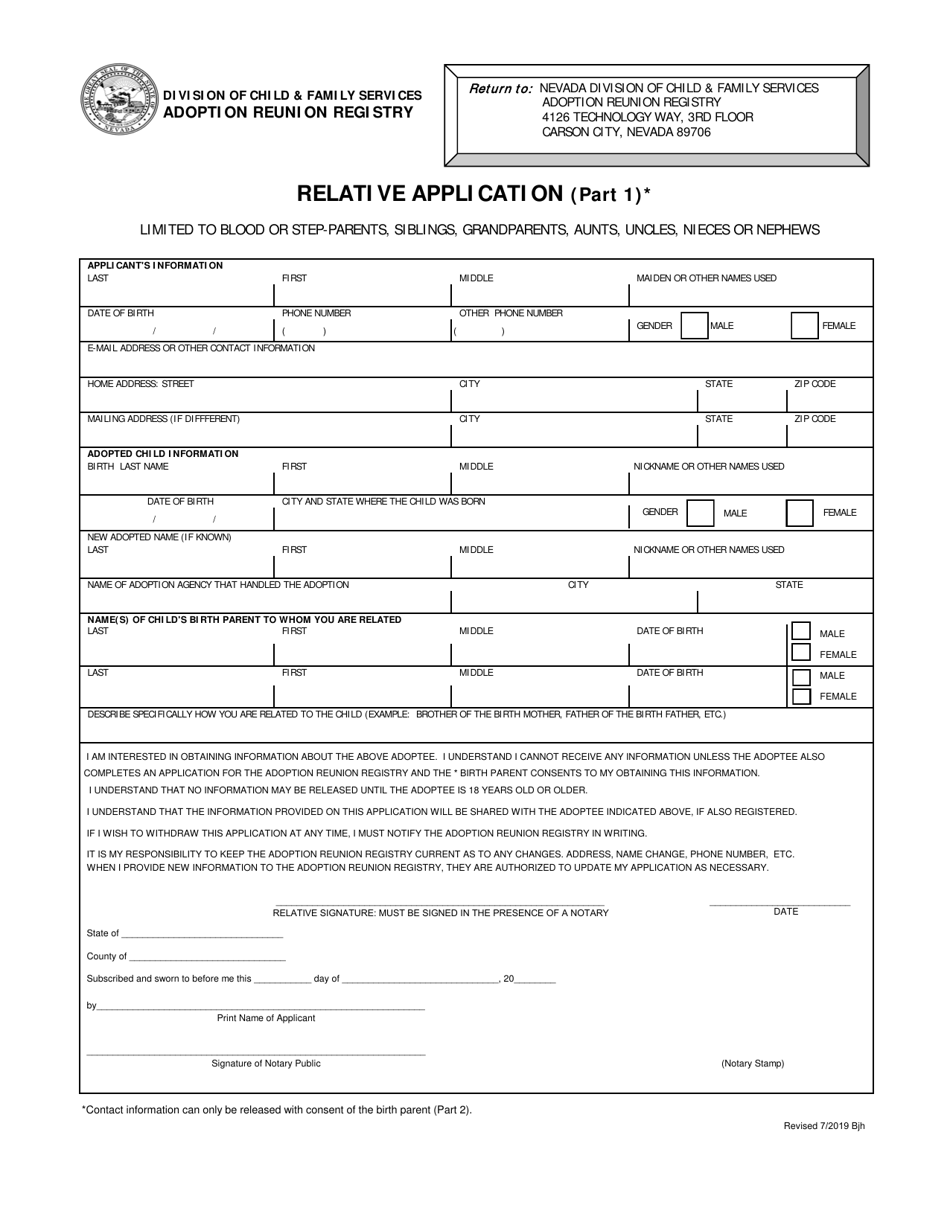 Part 1 Relative Application - Nevada, Page 1