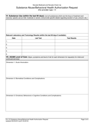 Form FA-11D Substance Abuse/Behavioral Health Authorization Request - Nevada, Page 2