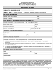 Form FA-15 &quot;Residential Treatment Center Prior Authorization&quot; - Nevada, Page 4