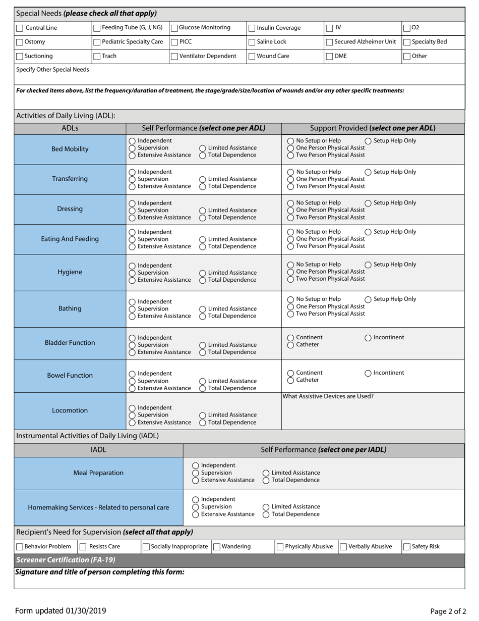 Form FA-19 - Fill Out, Sign Online and Download Printable PDF, Nevada ...