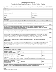 Form FA-92 Nevada Medicaid Hospice Program Election Notice - Adults - Nevada