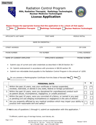 Document preview: Radiation Control Program License Application - Nevada