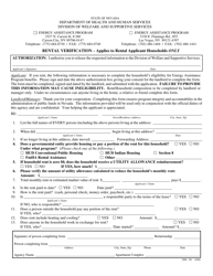 Document preview: Form 2880-EL Rental Verification - Applies to Rental Applicant Households Only - Nevada