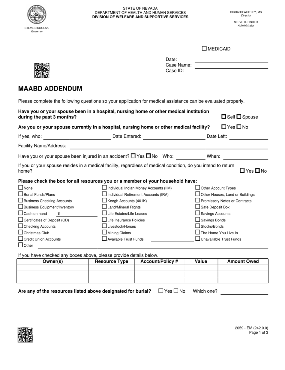 Form 2059-EM Maabd Addendum - Nevada, Page 1