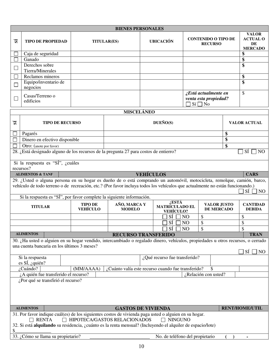 Formulario 2993-EGS Solicitud De Asistencia Publica - Nevada (Spanish), Page 10