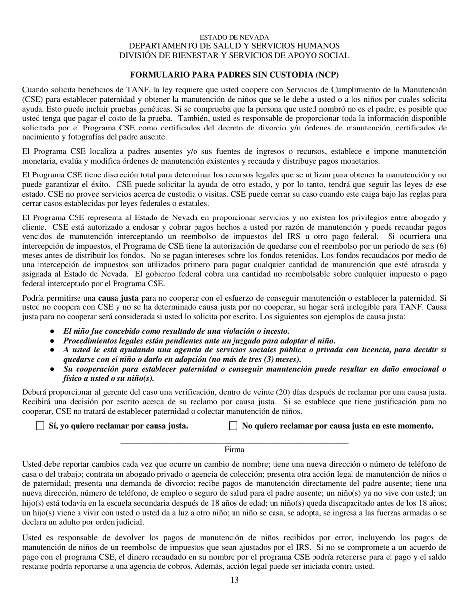 Formulario 2993-EGS Solicitud De Asistencia Publica - Nevada (Spanish), Page 13
