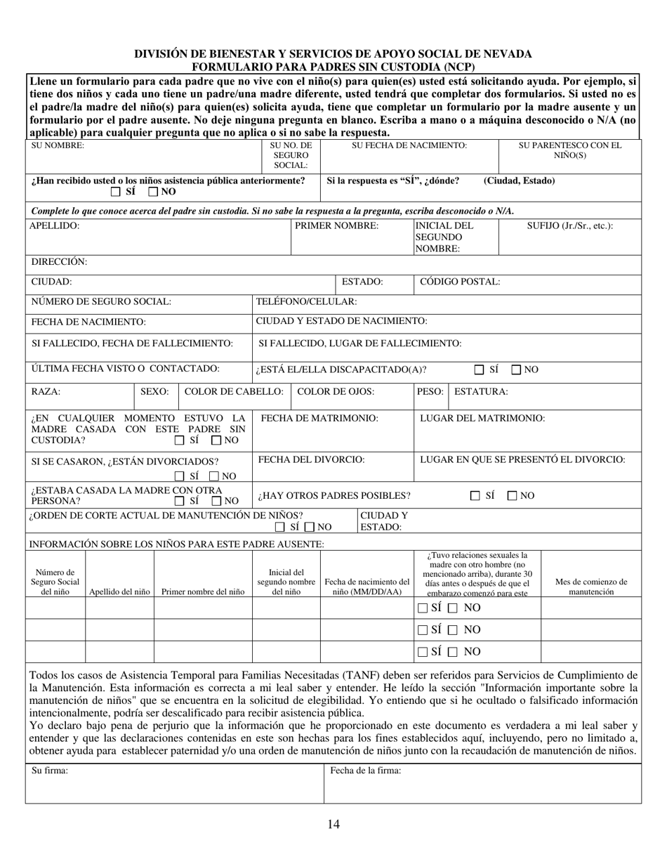 Formulario 2993-EGS Solicitud De Asistencia Publica - Nevada (Spanish), Page 14