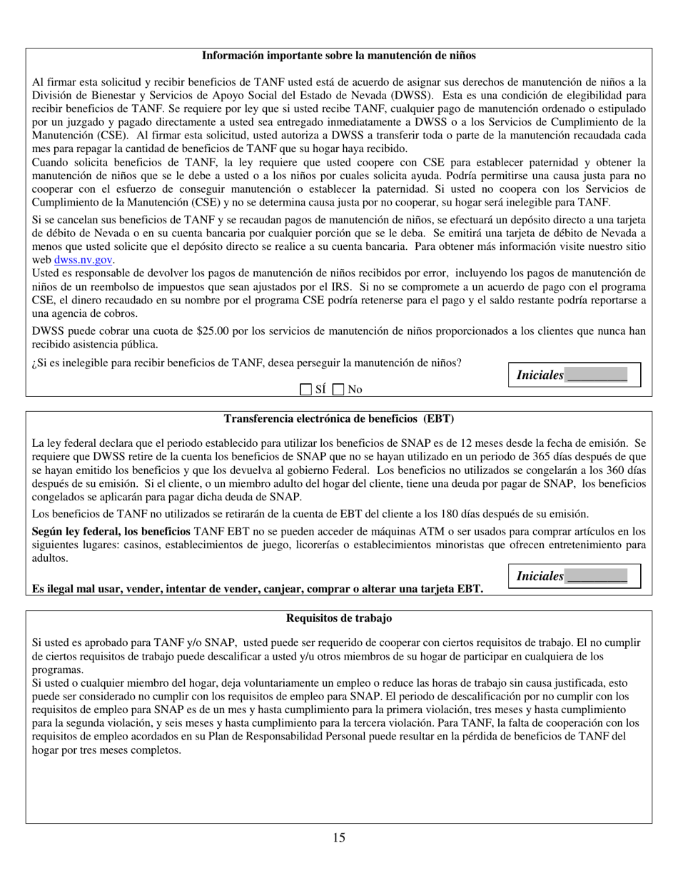 Formulario 2993-EGS Solicitud De Asistencia Publica - Nevada (Spanish), Page 15