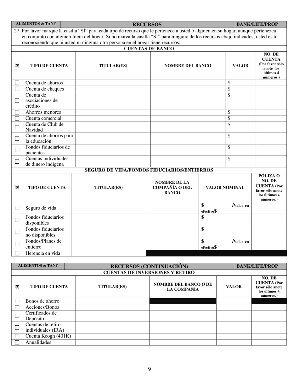 Formulario 2993-EGS Solicitud De Asistencia Publica - Nevada (Spanish), Page 9