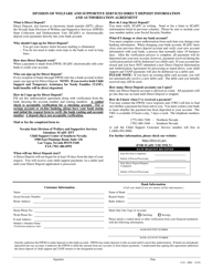 Document preview: Form 1116-MEC Division of Welfare and Supportive Services Direct Deposit Information and Authorization Agreement - Nevada